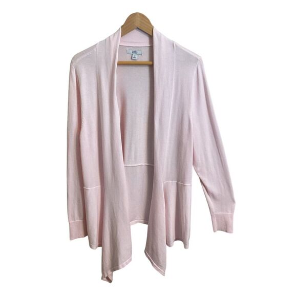 Kohl’s Pink Open Cardigan Knit Sweater Asymmetrical Hem Size XL Shawl Collar - Picture 1 of 10